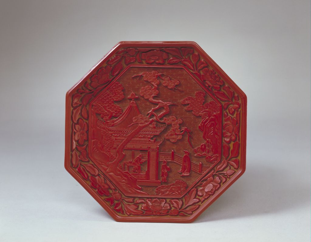 图片[1]-“Yang Maozao” eight square plates of the red waterfall view-China Archive